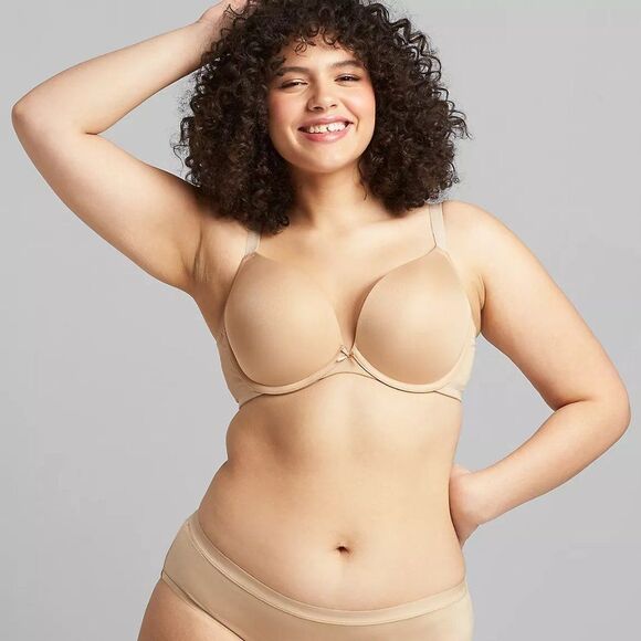 Cacique Bra 46DD Deep Plunge Beige Nude - Picture 2 of 15